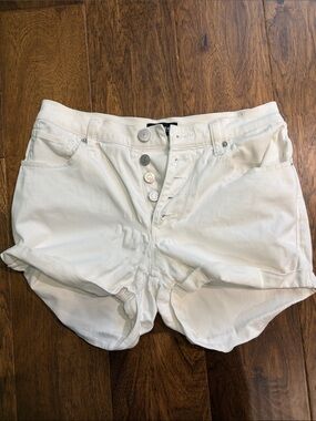 Express Women's White Button-Fly Denim Shorts